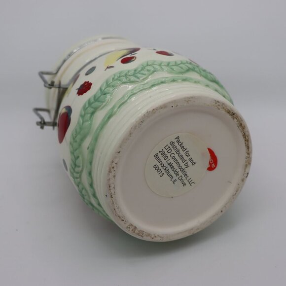 Vintage MSRF Inc. Cream Ceramic Fruit Canister Jar with Hinged Lid sealing  jar - Picture 4 of 6